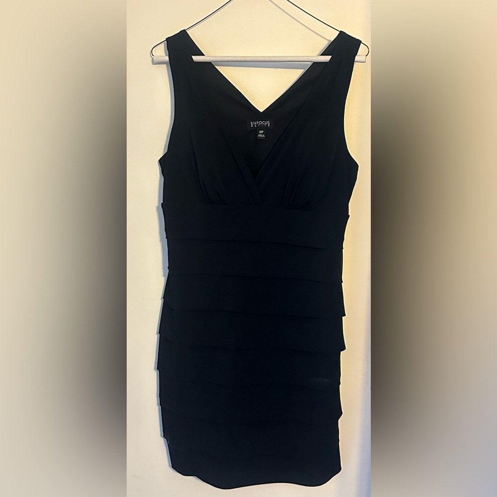 Enfocus Petite black minidress sleeveless size 12P. GUC.